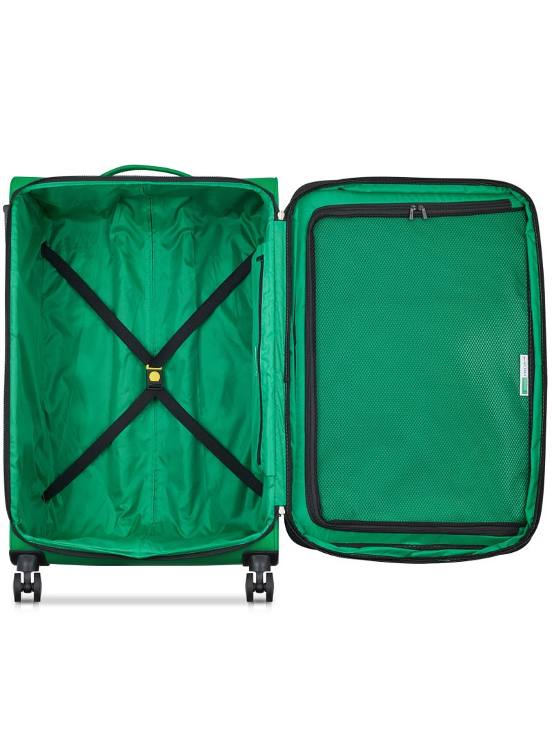 UNITED COLORS OF BENETTON Color Block 81 Cm 4-Double Wheeled Softside Expandable Check-In Luggage Trolley Case - Green - Image 3
